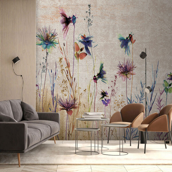 Colorful flowers in a serene landscape. Colorful flowers in a serene landscape.