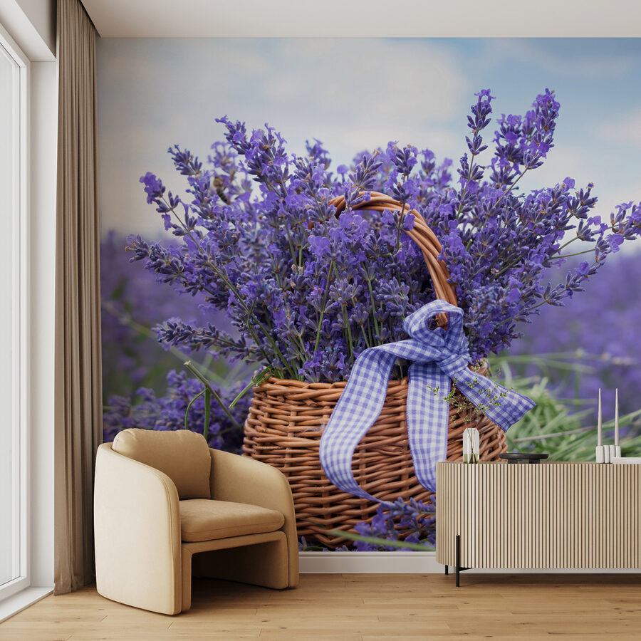 Basket of purple flowers