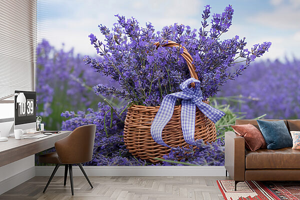 Basket of purple flowers Basket of purple flowers