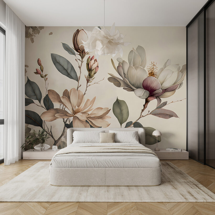 Elegant magnolia blooms in soft hues