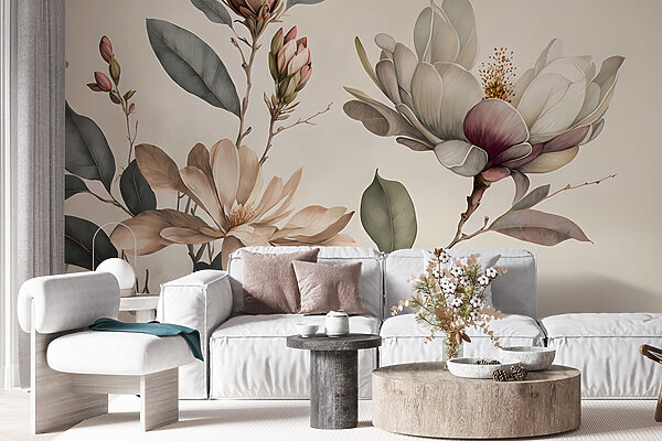 Elegant magnolia blooms in soft hues Elegant magnolia blooms in soft hues