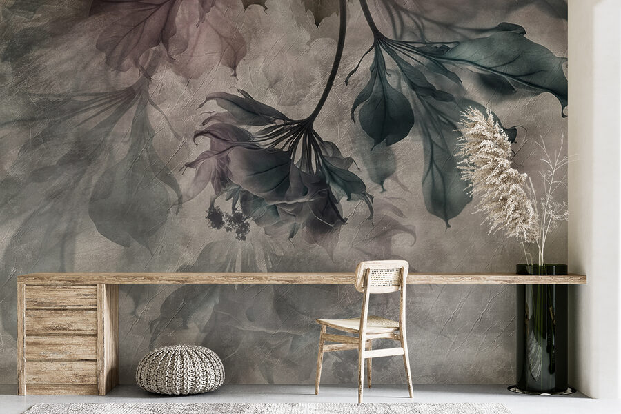 Delicate leaves in soft hues.