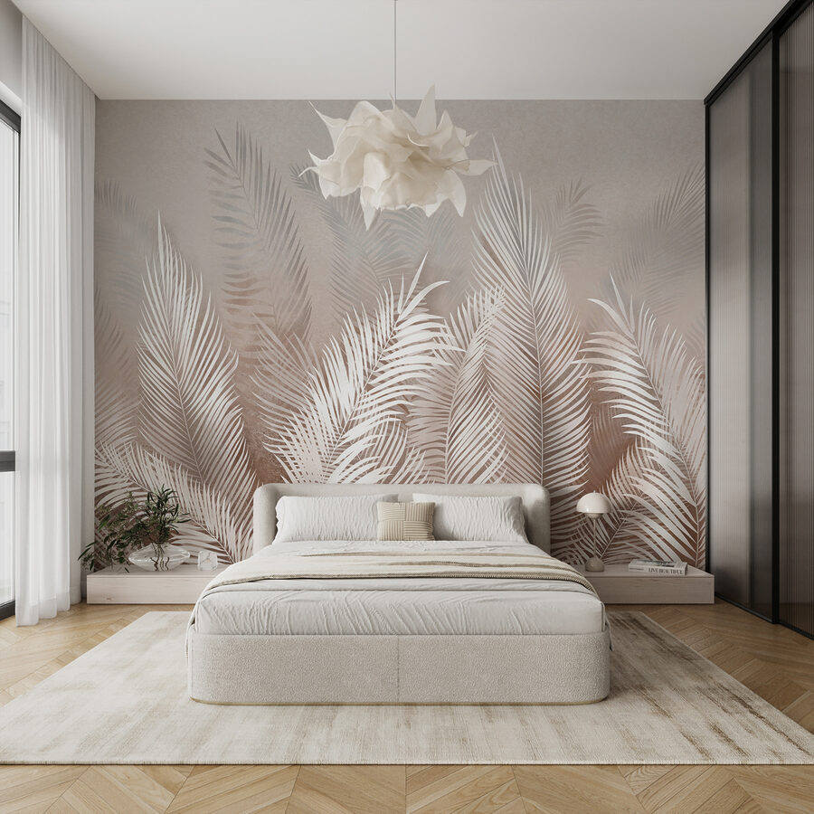 White feathers on a grey background