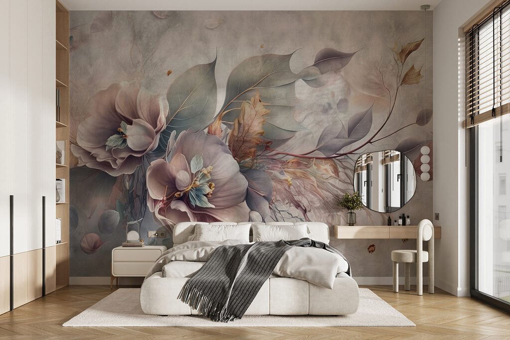 Painting of flowers and leaves