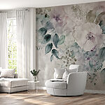 Wall mural Painting of flowers and leaves