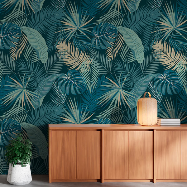 Pattern of leaves on a blue background Pattern of leaves on a blue background