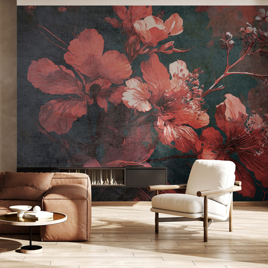 Wall murals Vibrant blossoms amid dark foliage. - Image 4