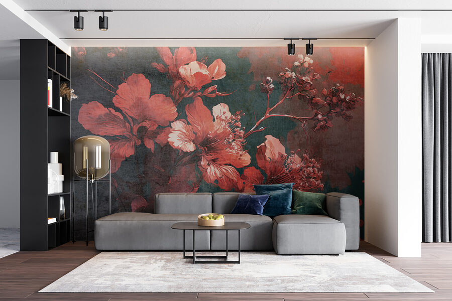 Wall murals Vibrant blossoms amid dark foliage. - Image 5