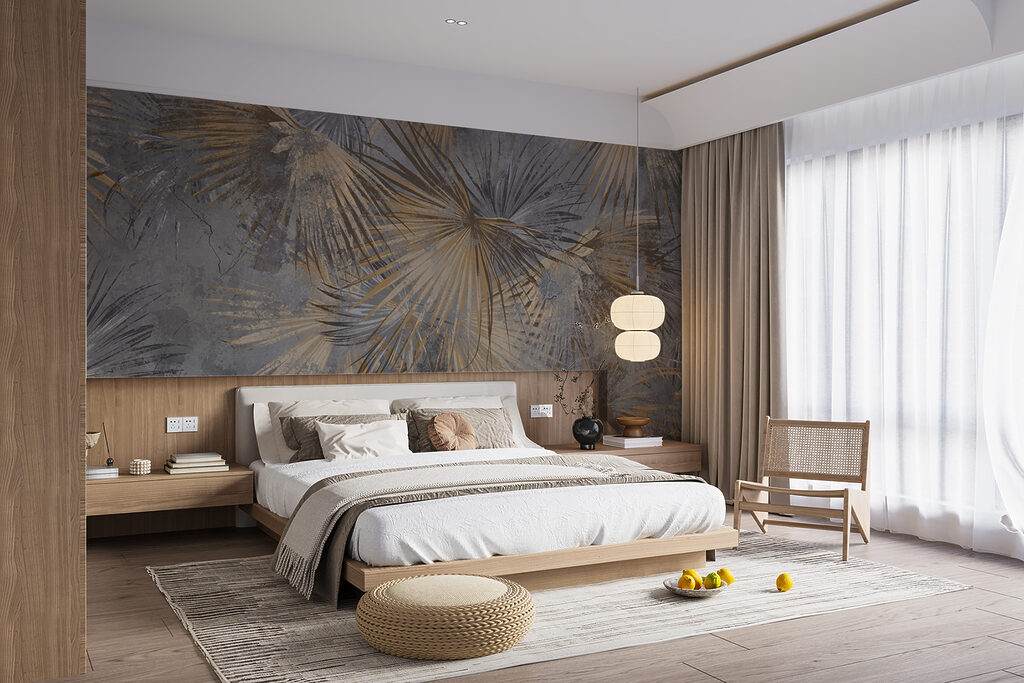 Wallpaper with palm leaves