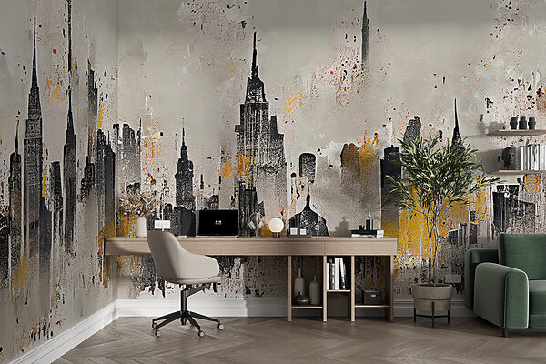 Painting of a city Painting of a city
