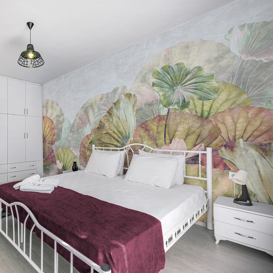 Wall murals Delicate water lily leaves and blossoms. - Image 4