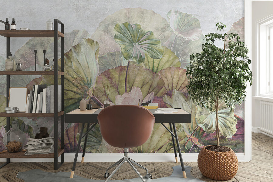 Wall murals Delicate water lily leaves and blossoms. - Image 5