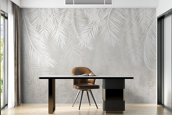 White leaves on a grey surface