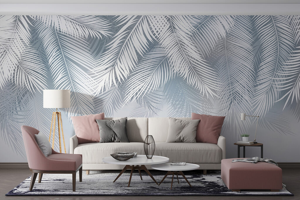 White leaves on a gray background