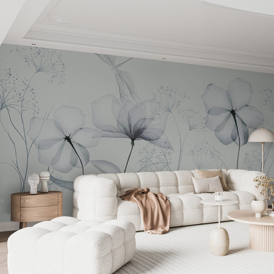 Wall murals Transparent flowers with leaves - Image 7