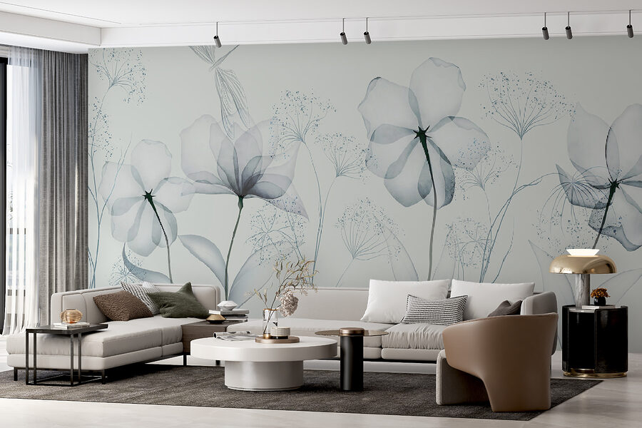 Wall murals Transparent flowers with leaves - Image 8