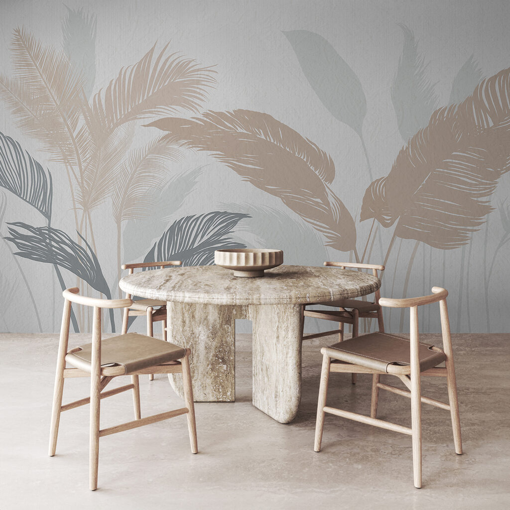 Elegant leaves in soft pastel tones