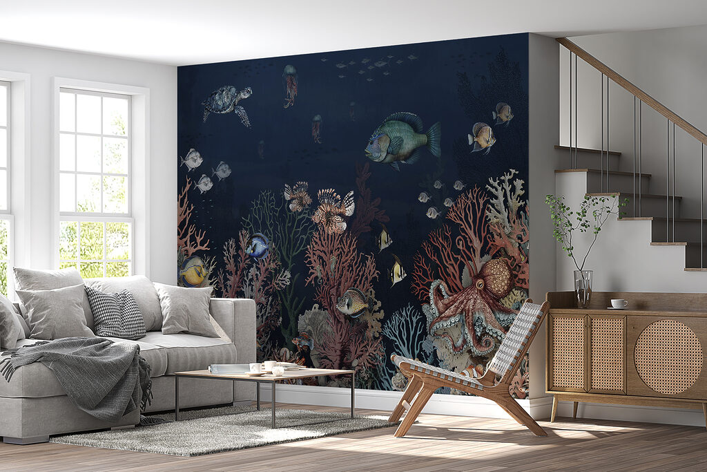 Sea life with fish and coral Sea life with fish and coral