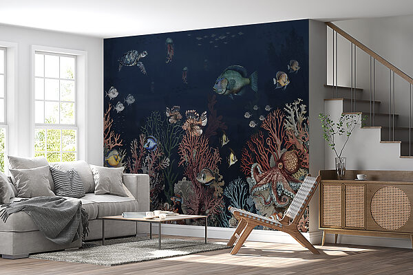 Sea life with fish and coral Sea life with fish and coral