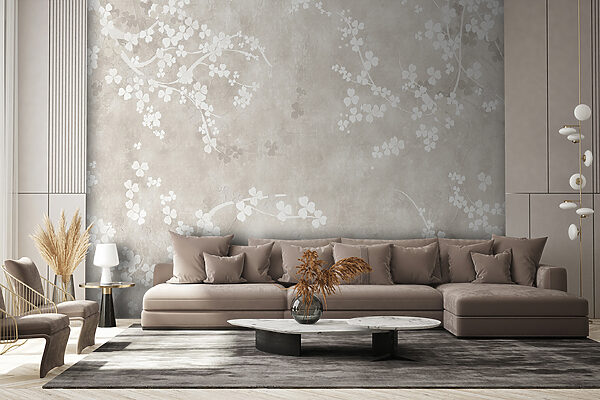 White flowers on a beige background White flowers on a beige background