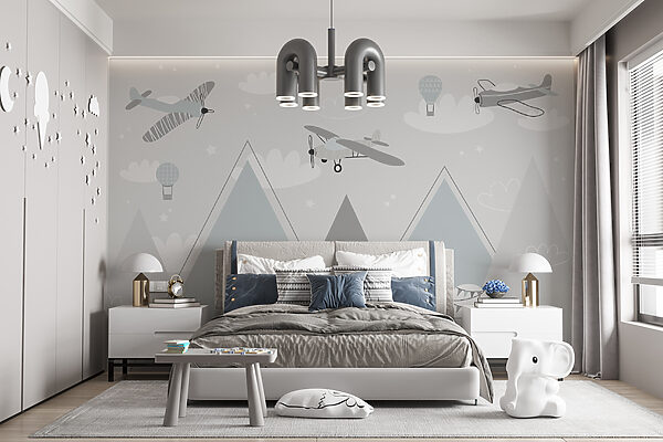 Wallpaper with airplanes and mountains
