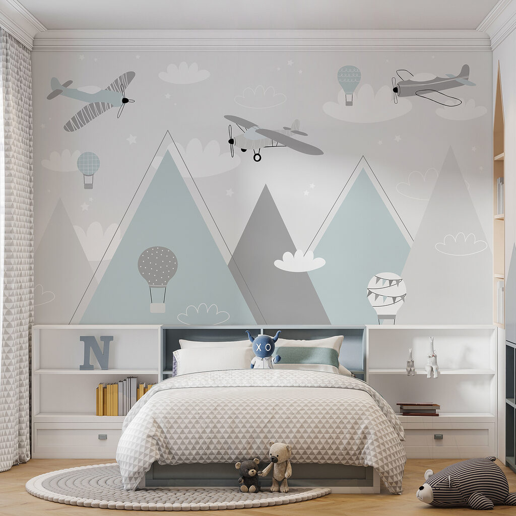 Wallpaper with airplanes and mountains
