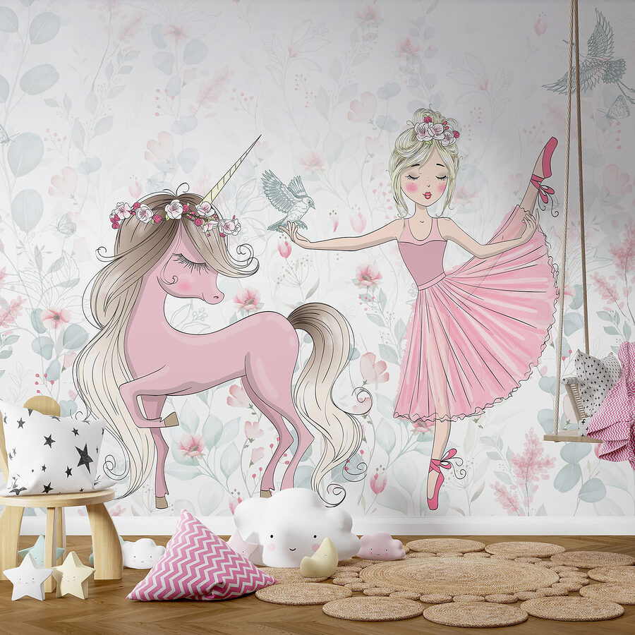Wall murals Unicorn and a girl - Image 4
