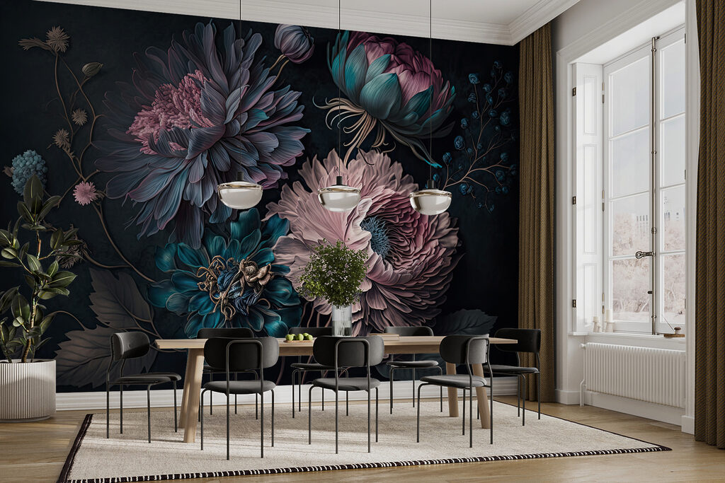 Elegant flowers on a dark background