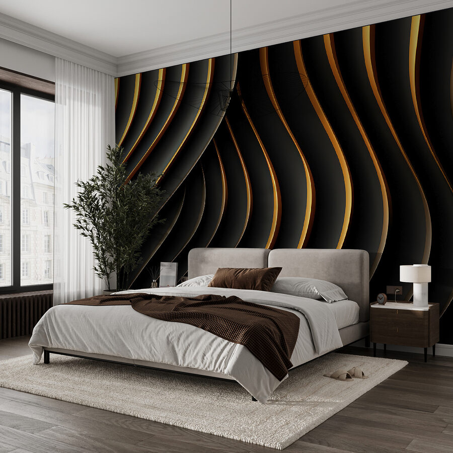 Wall murals Black and orange wavy lines - Image 5