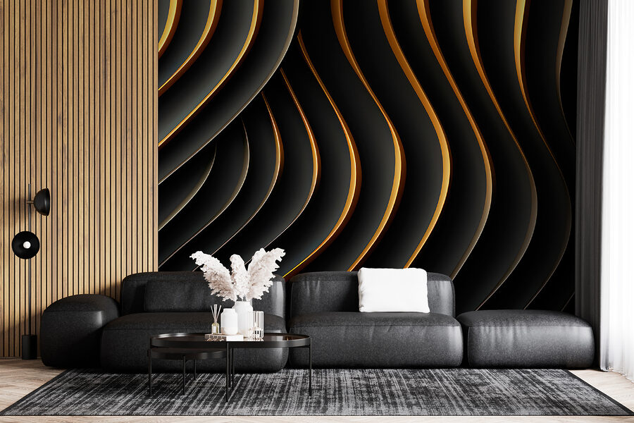 Wall murals Black and orange wavy lines - Image 6