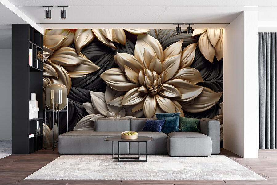 Elegant floral design on dark background.
