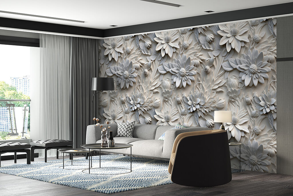 White flower pattern on a wall White flower pattern on a wall