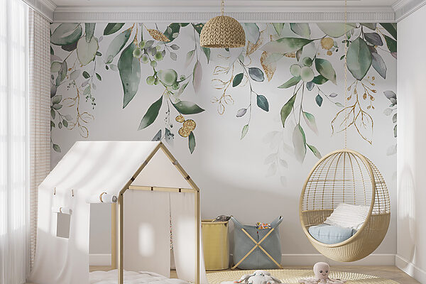 Delicate leaves and soft botanical elements
