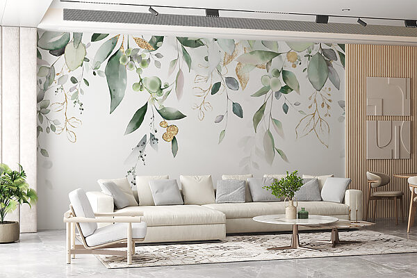 Delicate leaves and soft botanical elements