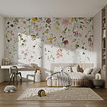 Painting of flowers and leaves Wall mural Painting of flowers and leaves