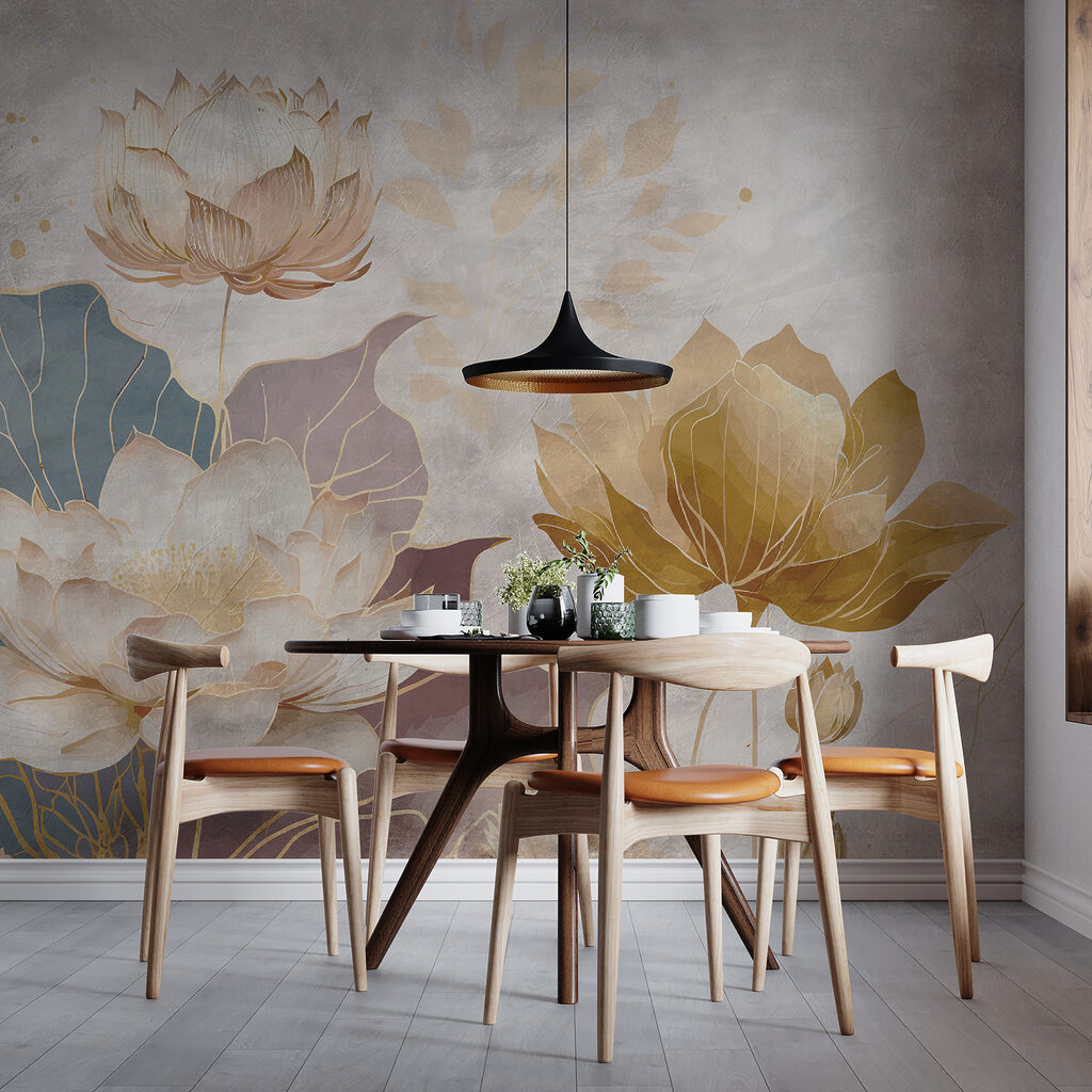 Painting of flowers and leaves