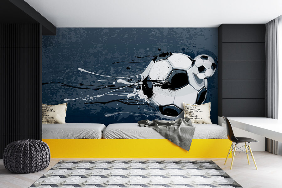 Football ball with splashes of paint