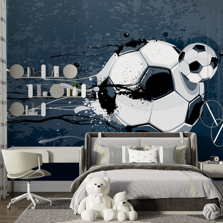 Football ball with splashes of paint