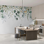 Wall mural Watercolor painting of flowers and leaves
