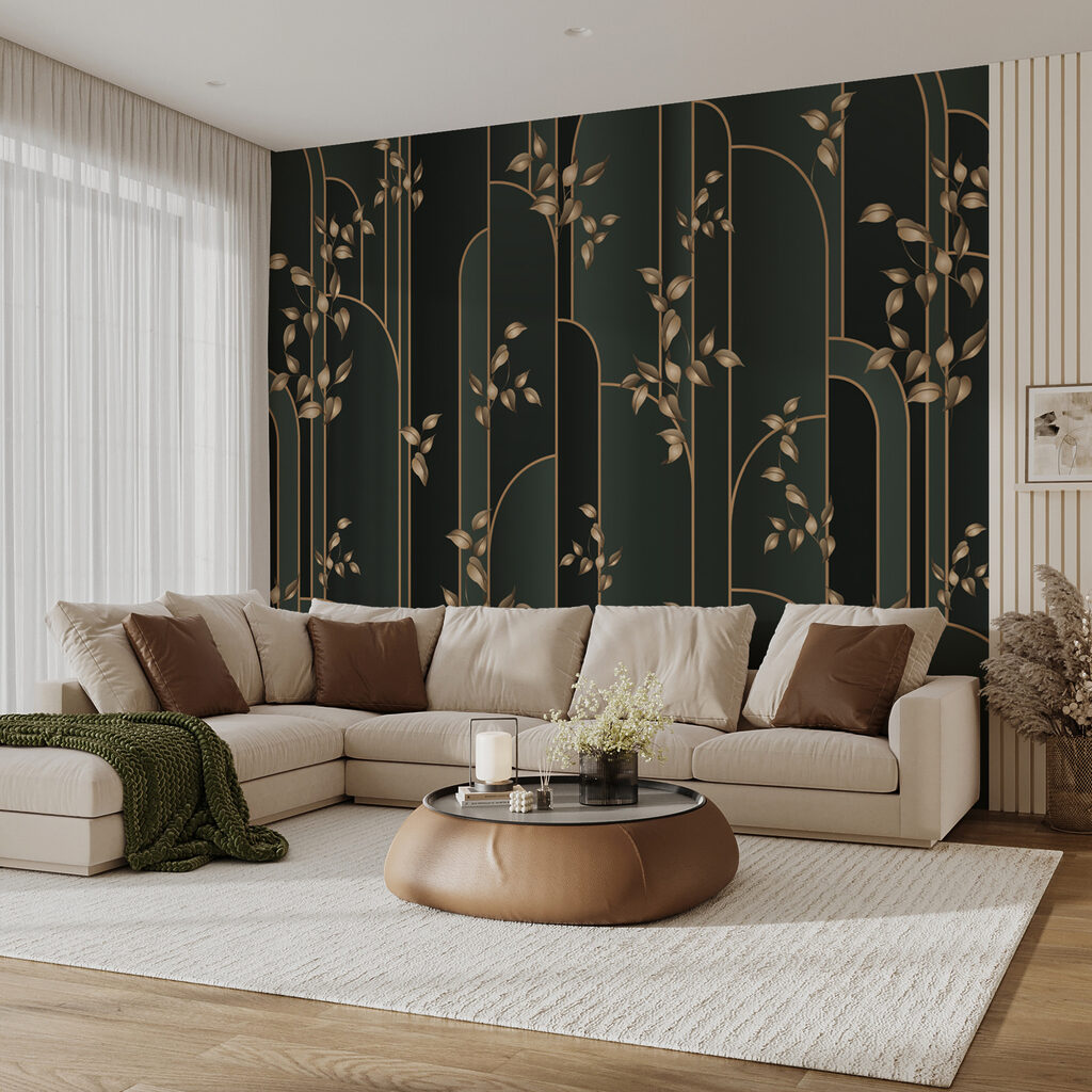 Wallpaper with leaves on it