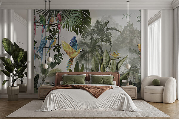 Group of birds in a forest