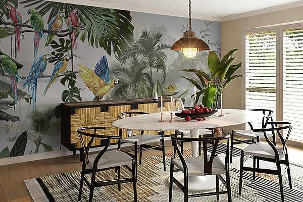 Group of birds in a forest