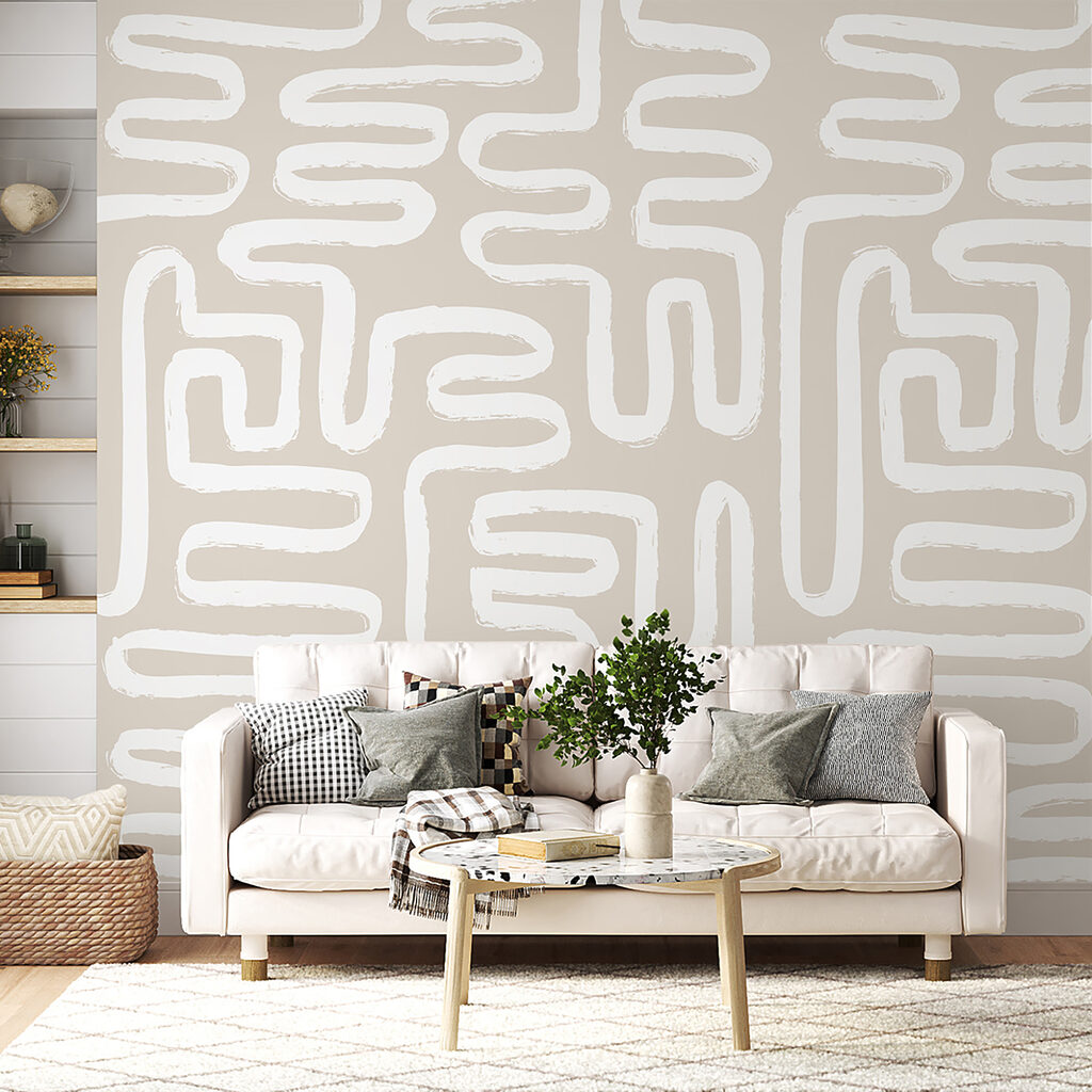 White lines on a beige background