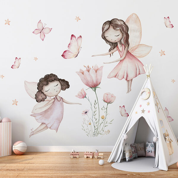 Group of fairies with butterflies and flowers Group of fairies with butterflies and flowers