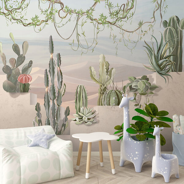 Wall mural of cacti and succulents Wall mural of cacti and succulents