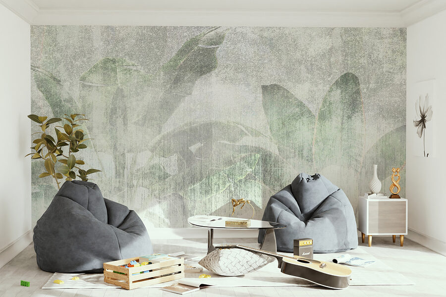 Soft leaves in muted tones.