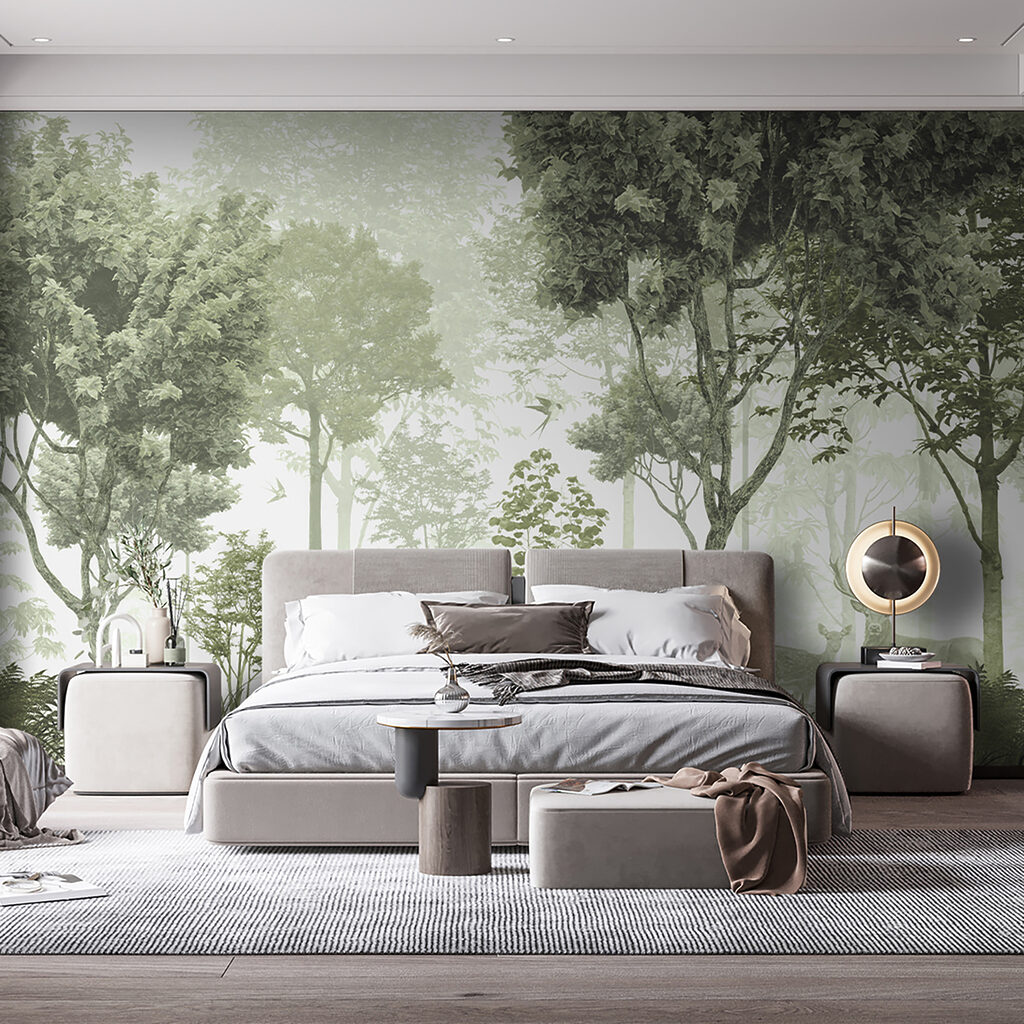 A forest with trees and plants