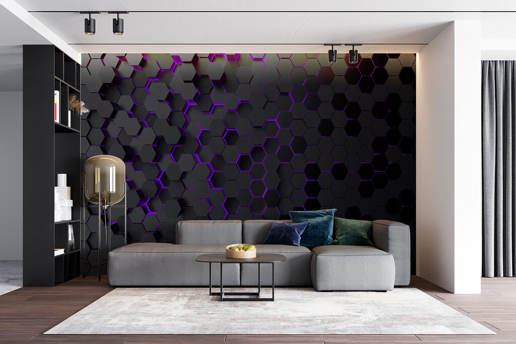 A black and purple hexagons