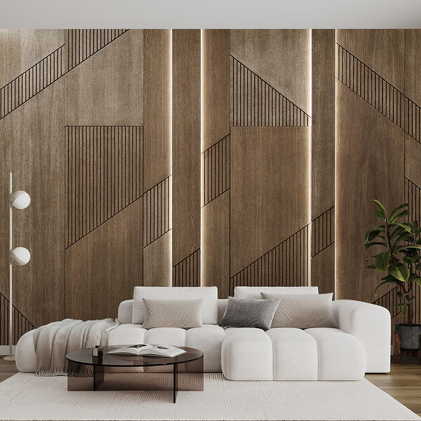 Elegant geometric design on wood panels