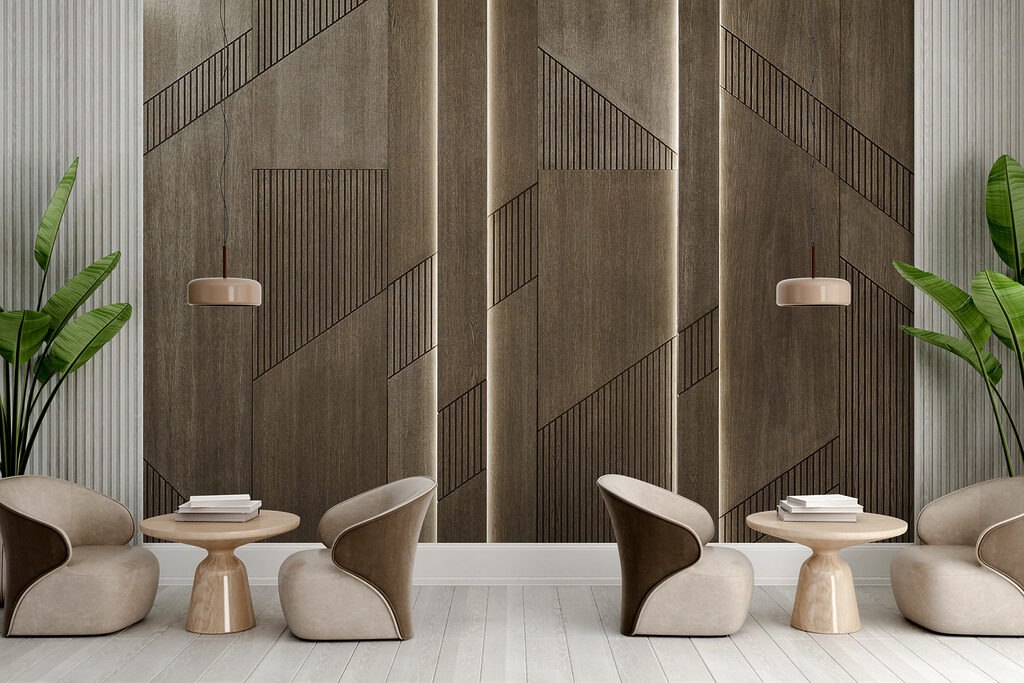 Elegant geometric design on wood panels